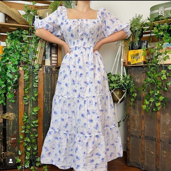NWT LoveShackFancy x Target Gemma in White Floral Puff-Sleeve Maxi Dress XS - Picture 4 of 16
